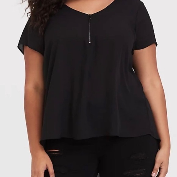 torrid Tops - Black torrid plus size front zip blouse